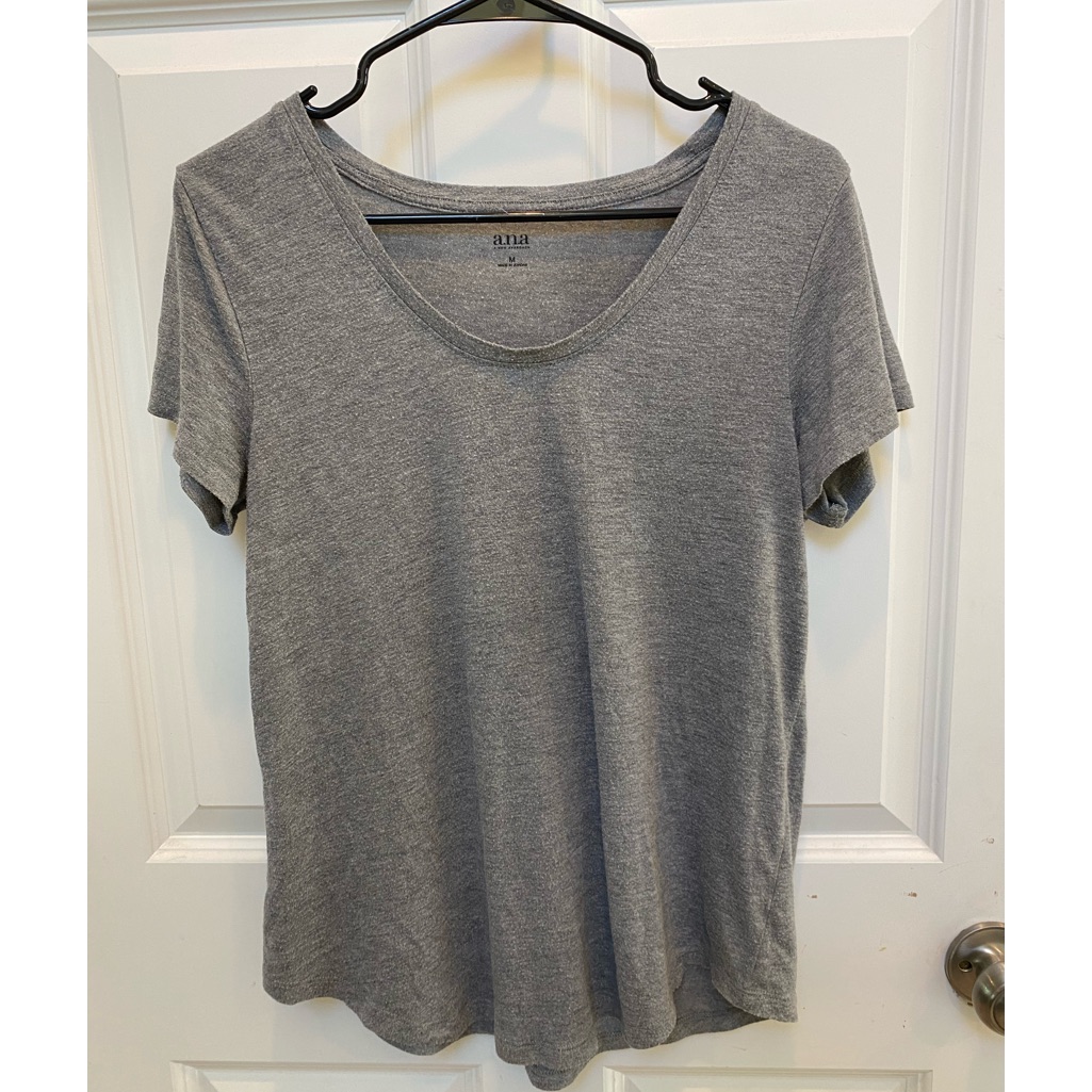 Grey And White Ana Basic T Shirts